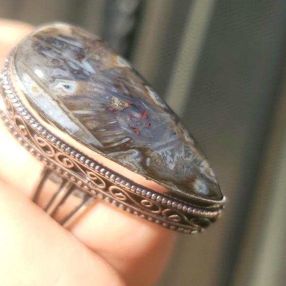 New Stick Agate 925 Silver Statement Ring. - Picture 5 of 16